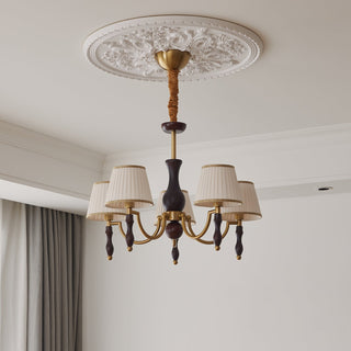 Lustra Lustre Abat-jours Floraux et Noyer-Luire