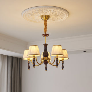 Lustra Lustre Abat-jours Floraux et Noyer-Luire