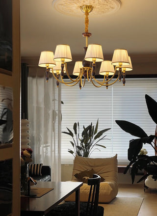 Lustra Lustre Abat-jours Floraux et Noyer-Luire