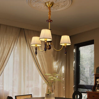 Lustra Lustre Abat-jours Floraux et Noyer-Luire