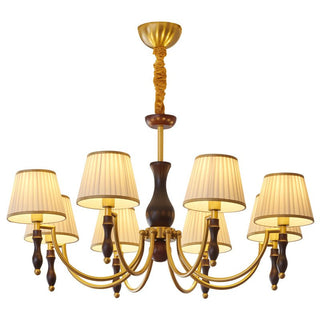 Lustra Lustre Abat-jours Floraux et Noyer-Luire