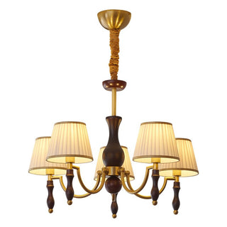 Lustra Lustre Abat-jours Floraux et Noyer-Luire