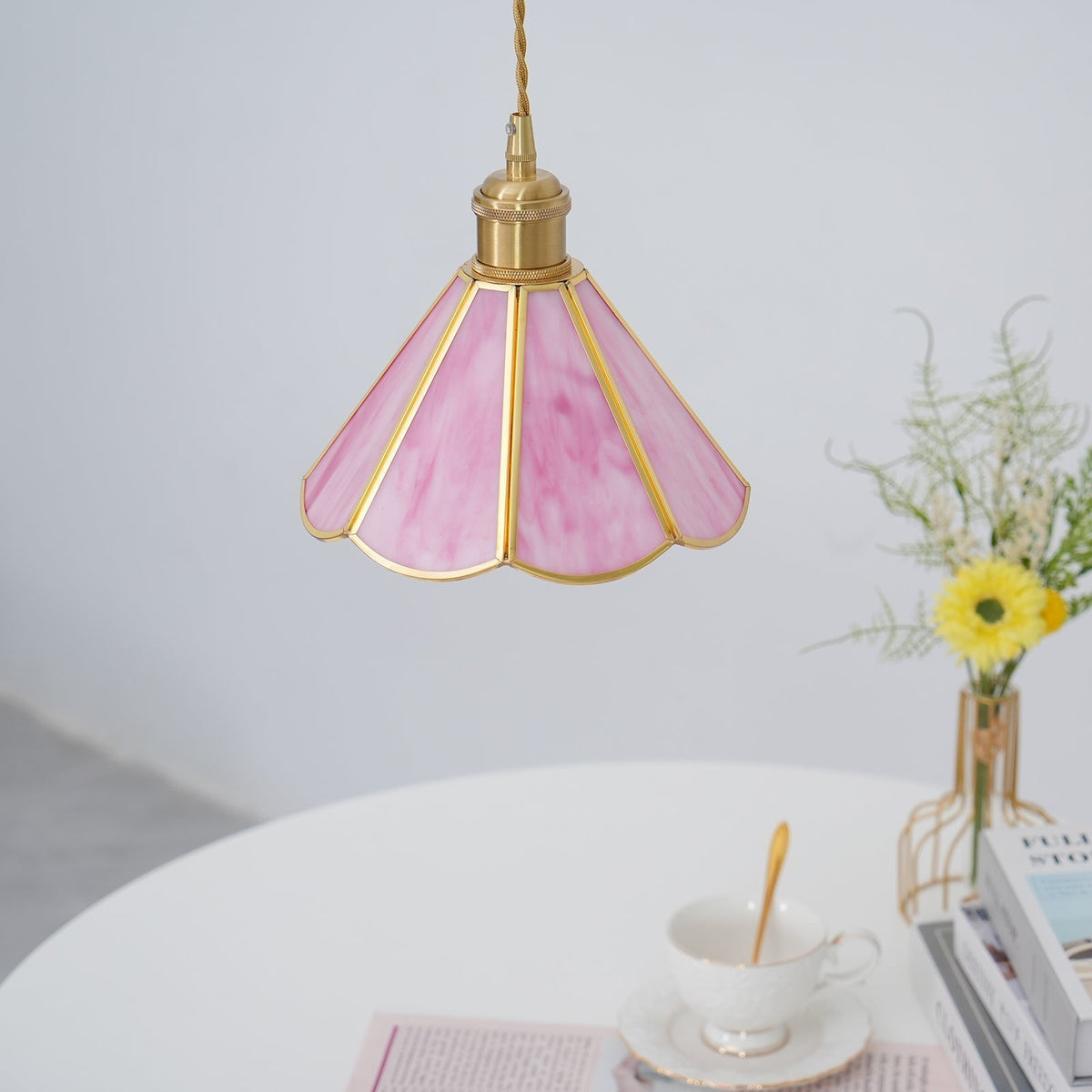 Lione Pink Stained Glass Pendant Light-Neutral Decor
