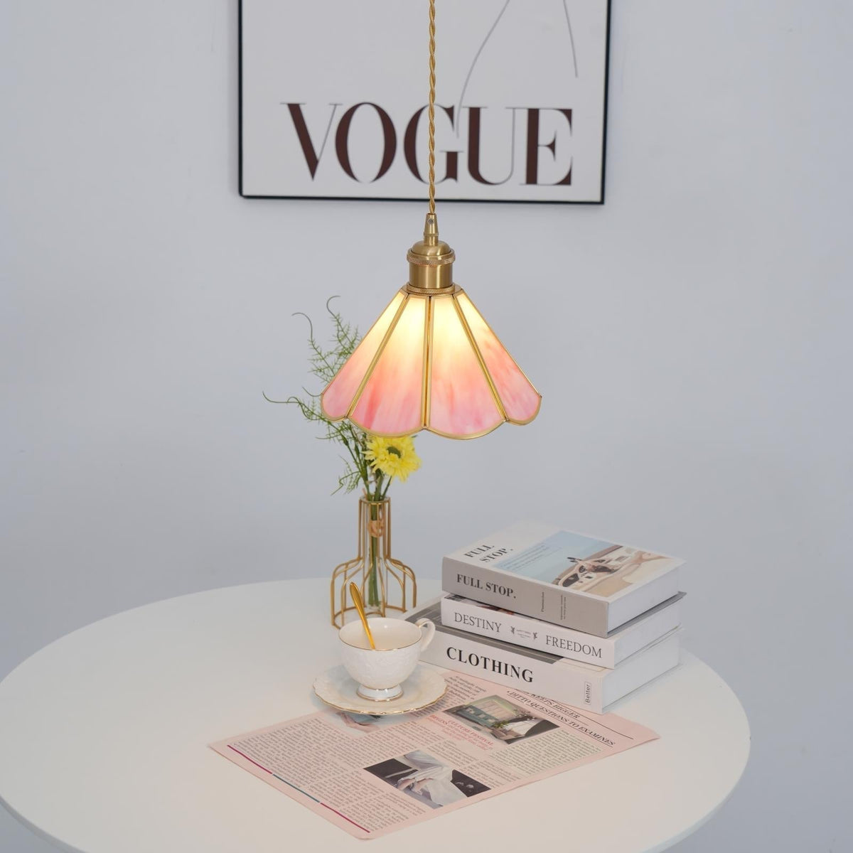 Lione Pink Stained Glass Pendant Light-Neutral Decor