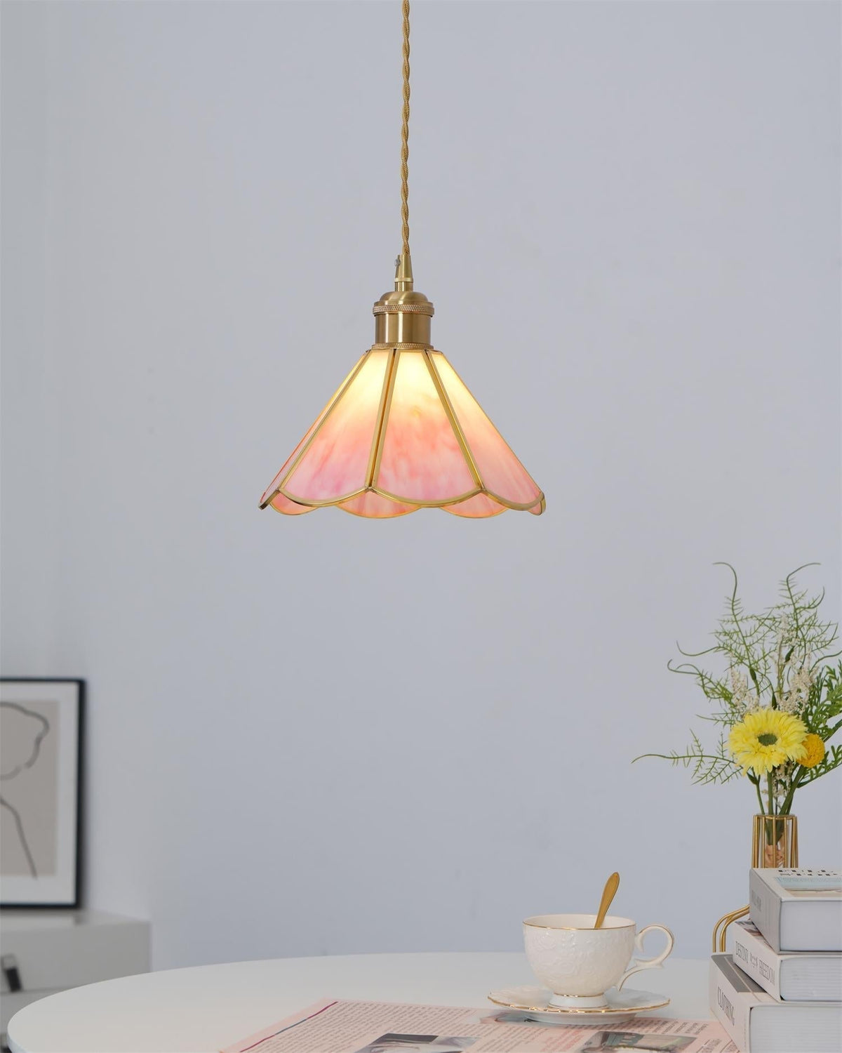 Lione Pink Stained Glass Pendant Light-Neutral Decor