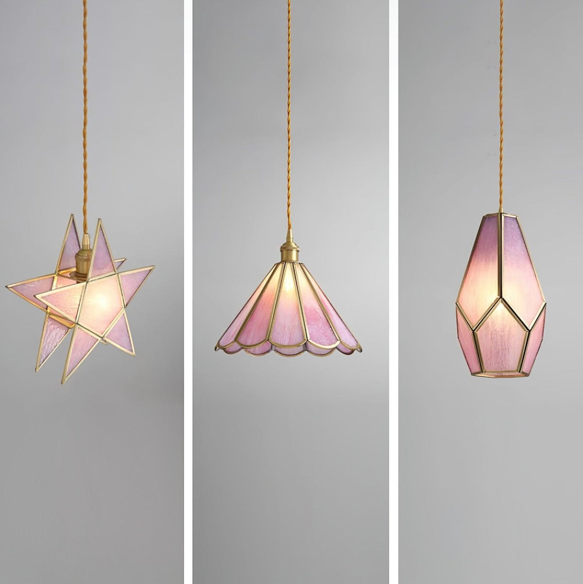 Lione Pink Stained Glass Pendant Light-Neutral Decor