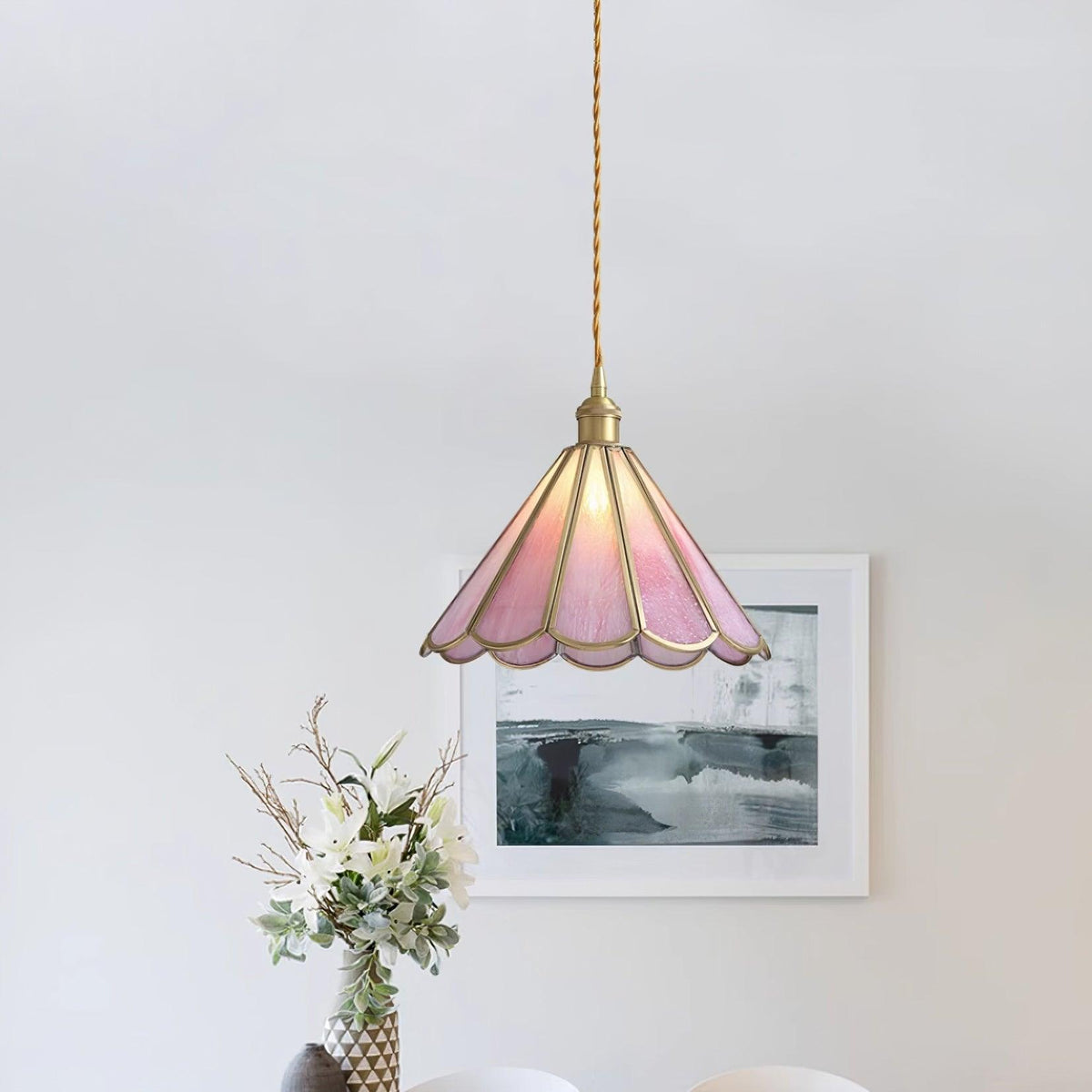 Lione Pink Stained Glass Pendant Light-Neutral Decor