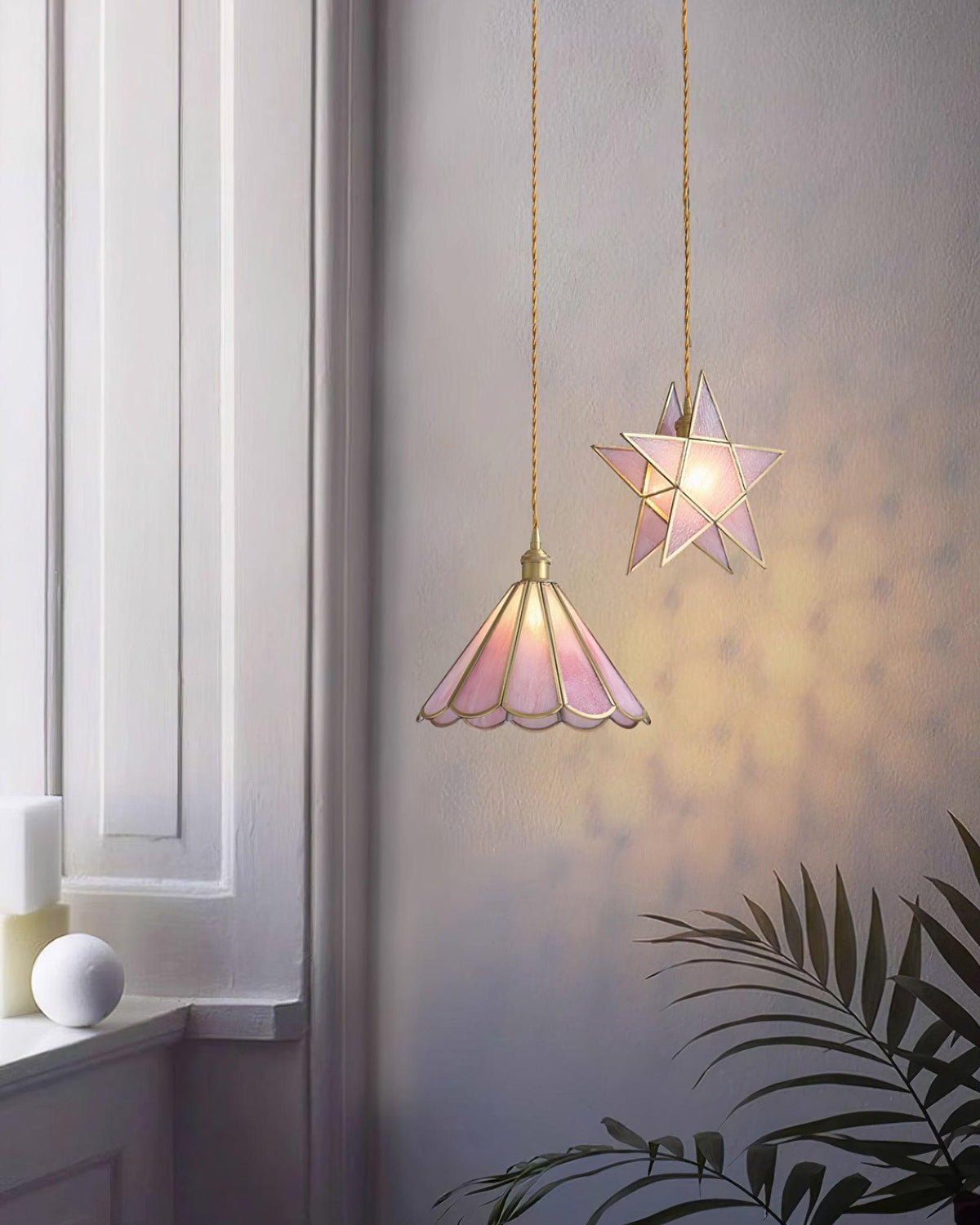 Lione Pink Stained Glass Pendant Light-Neutral Decor