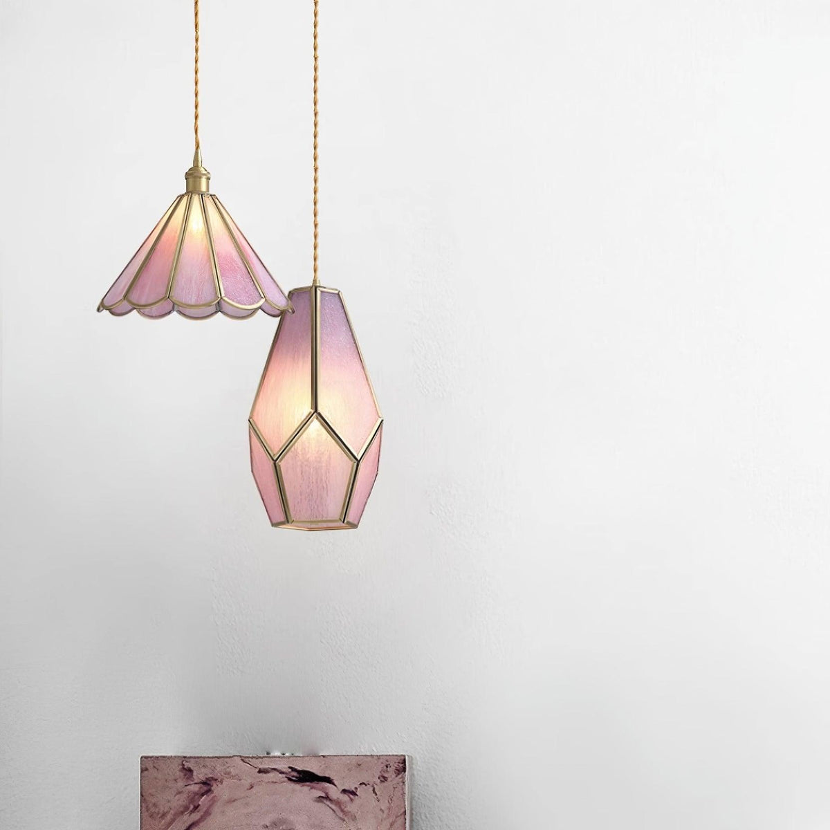 Lione Pink Stained Glass Pendant Light-Neutral Decor