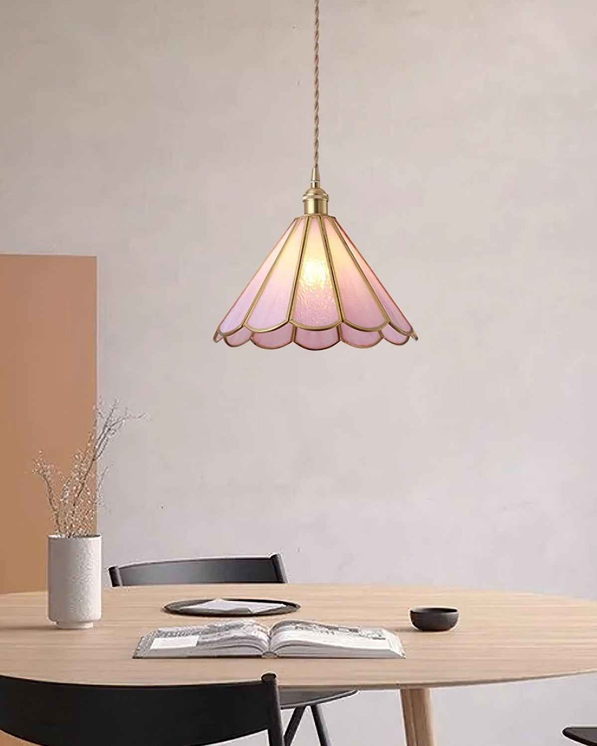 Lione Pink Stained Glass Pendant Light-Neutral Decor
