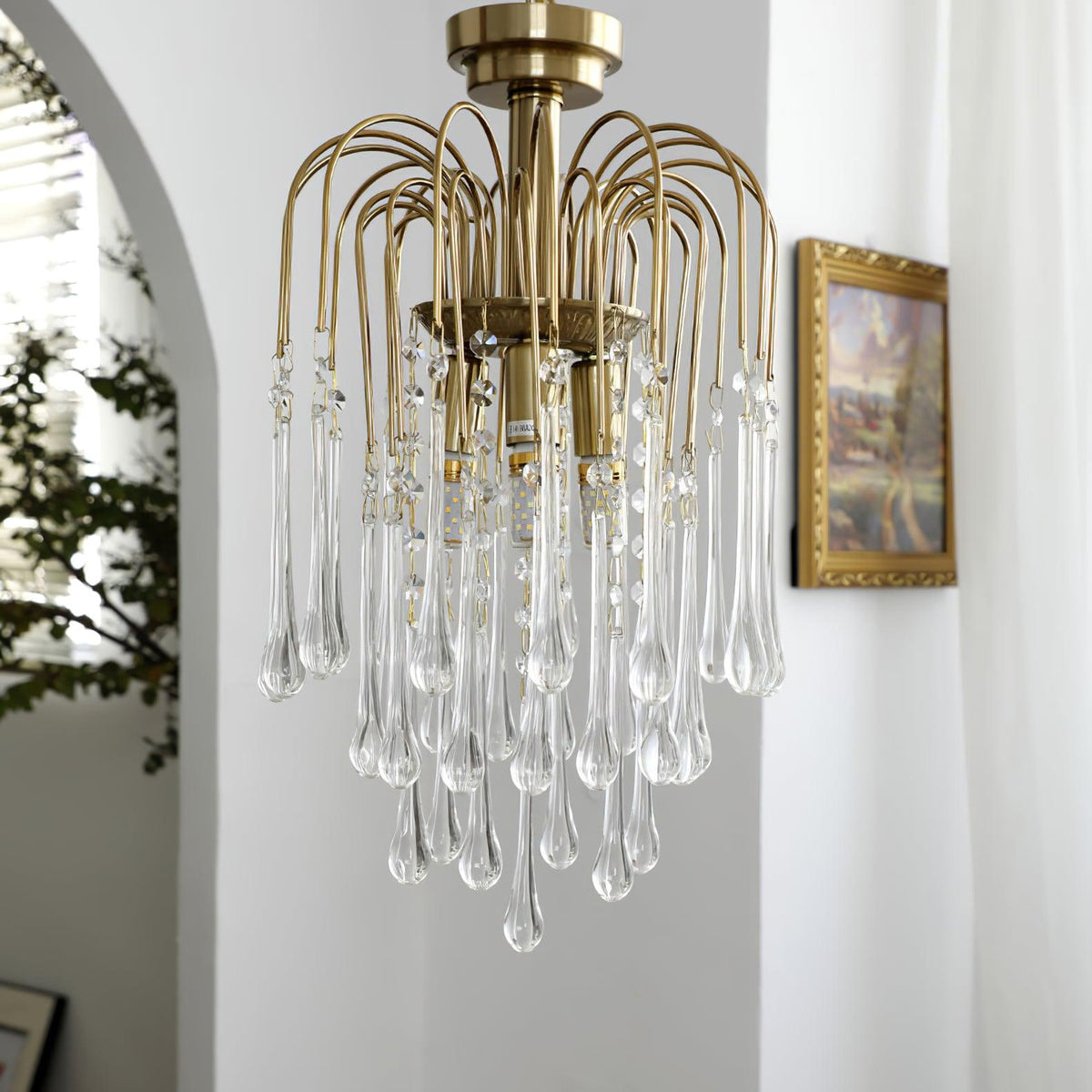 Arlora Lustre Bras Dorés et Cristal