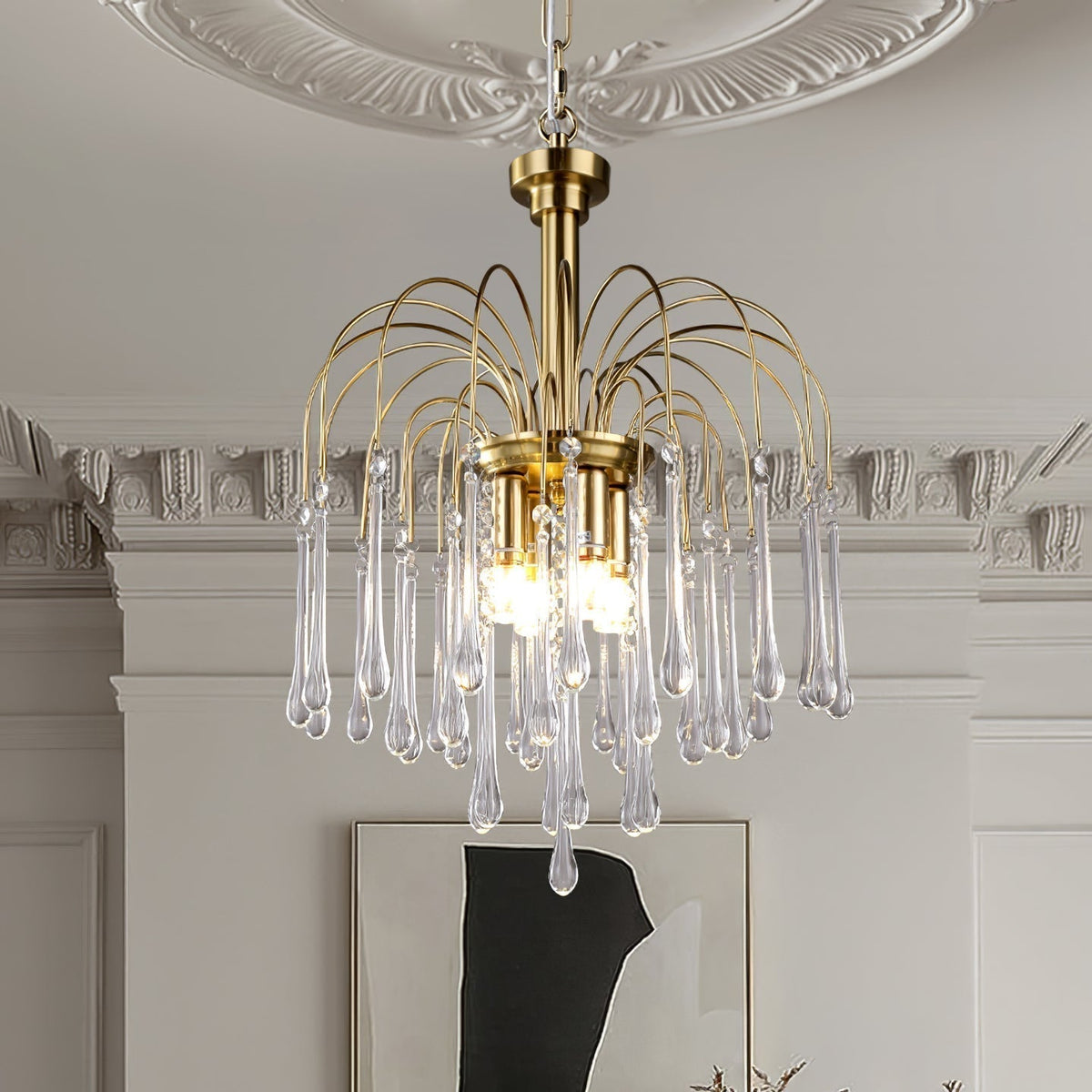 Arlora Lustre Bras Dorés et Cristal