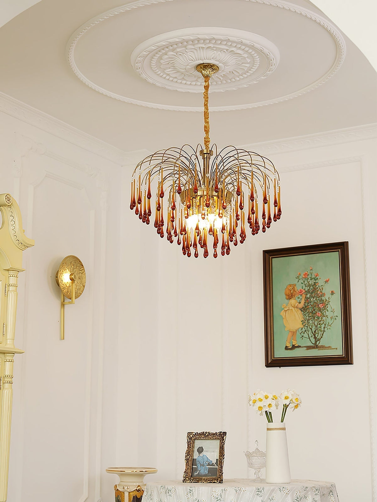 Arlora Lustre Bras Dorés et Cristal