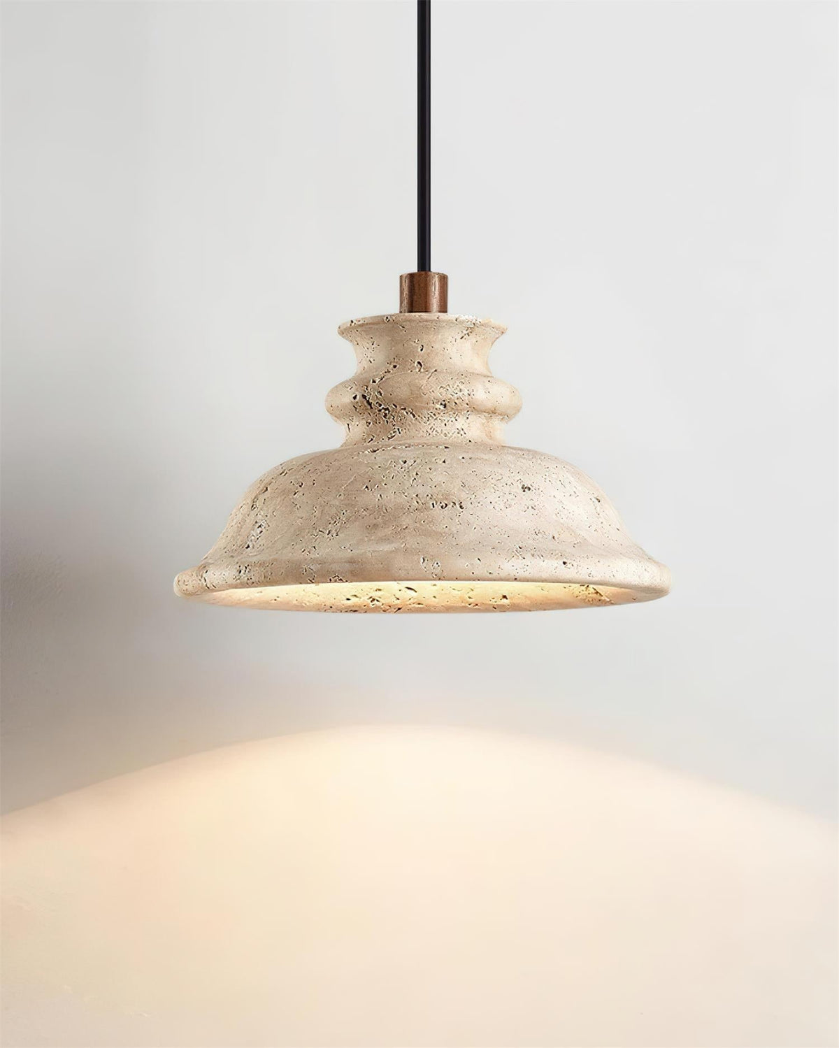 Ritta Pendant Lamp Sculpted Travertine Shade - Neutralighting