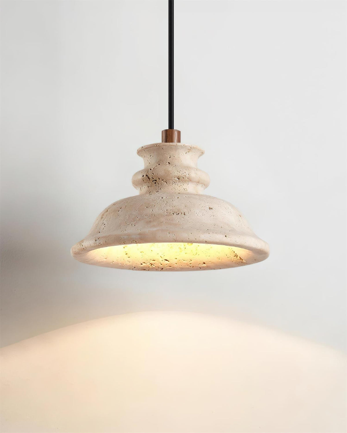 Ritta Pendant Lamp Sculpted Travertine Shade - Neutralighting