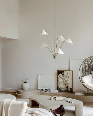 Lustra Lustre Laiton Courbé Beige