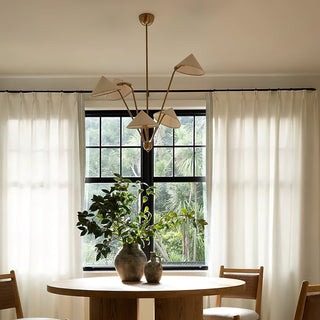 Lustra Lustre Laiton Courbé Beige