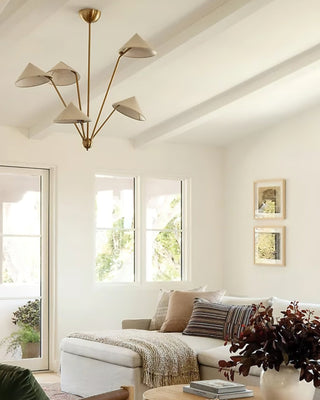 Lustra Lustre Laiton Courbé Beige