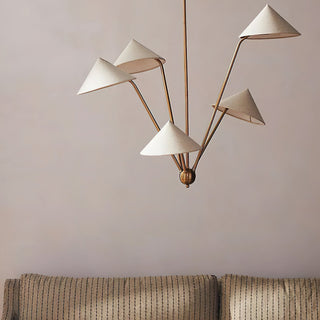 Lustra Lustre Laiton Courbé Beige