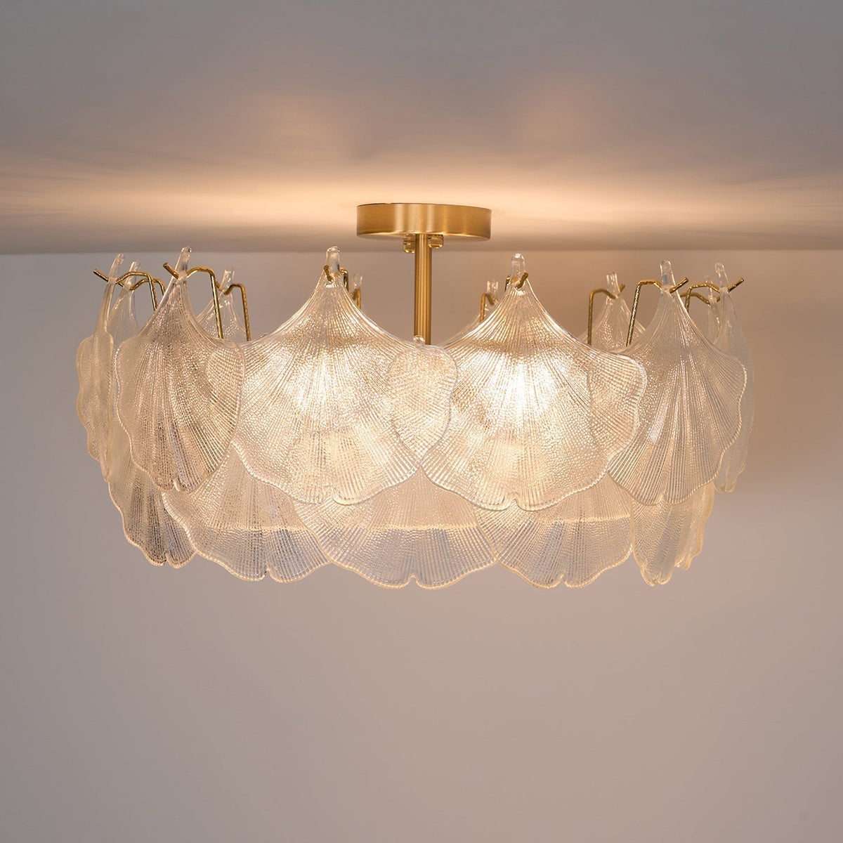 Maple Lampe de Plafond en Verre Cluster de Feuilles