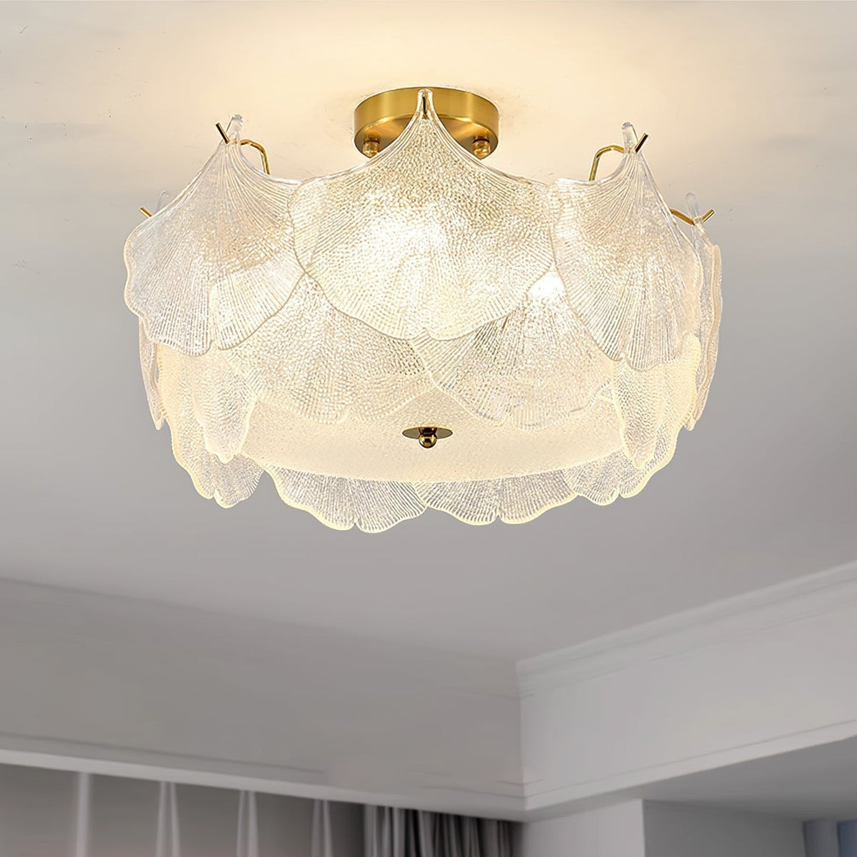 Maple Lampe de Plafond en Verre Cluster de Feuilles