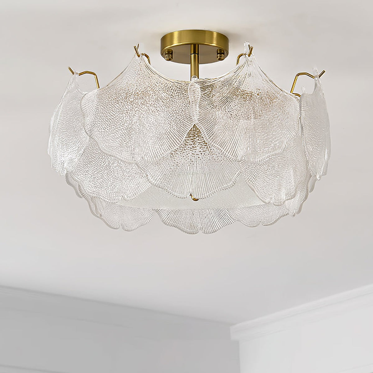 Maple Lampe de Plafond en Verre Cluster de Feuilles