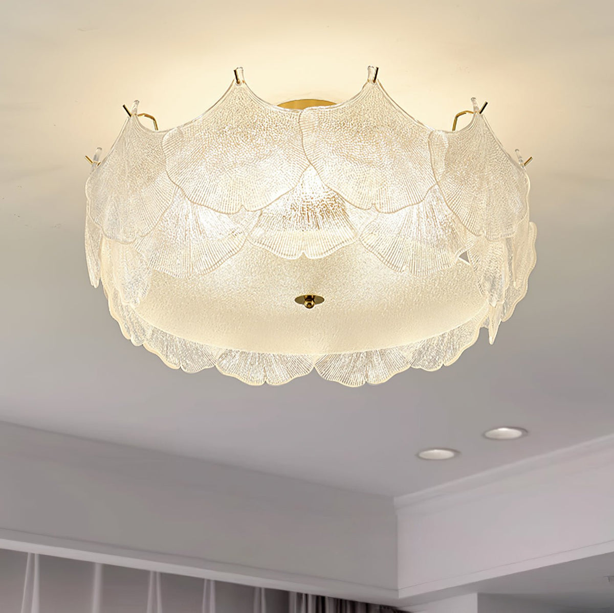 Maple Lampe de Plafond en Verre Cluster de Feuilles