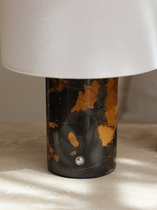 Kalvy Lampe de Table Cylindrique en Marbre Travertin