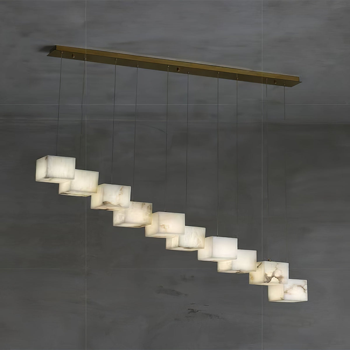 Alabaster Chandelier Box Cubic Elegance-Neutral Decor