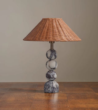 Marble Orb Rattan Table Lamp-Neutral Decor