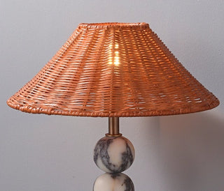 Marble Orb Rattan Table Lamp-Neutral Decor