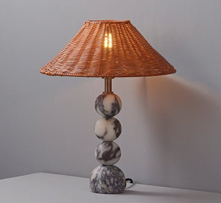 Marble Orb Rattan Table Lamp-Neutral Decor
