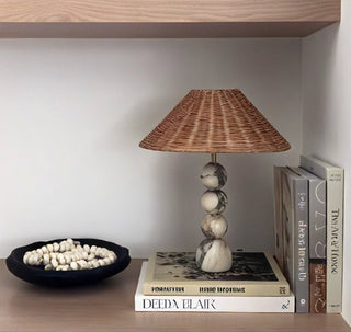 Marble Orb Rattan Table Lamp-Neutral Decor