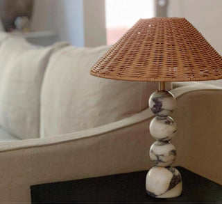 Marble Orb Rattan Table Lamp-Neutral Decor