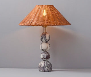 Marble Orb Rattan Table Lamp-Neutral Decor