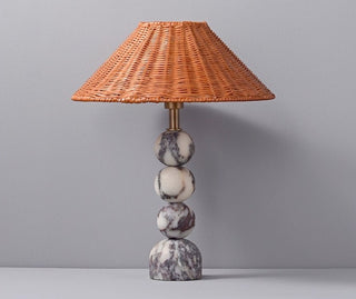 Marble Orb Rattan Table Lamp-Neutral Decor