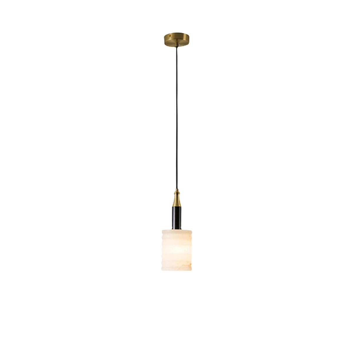 Alabaster Pendant Lamp Ribbed Cylinder-Neutral Decor