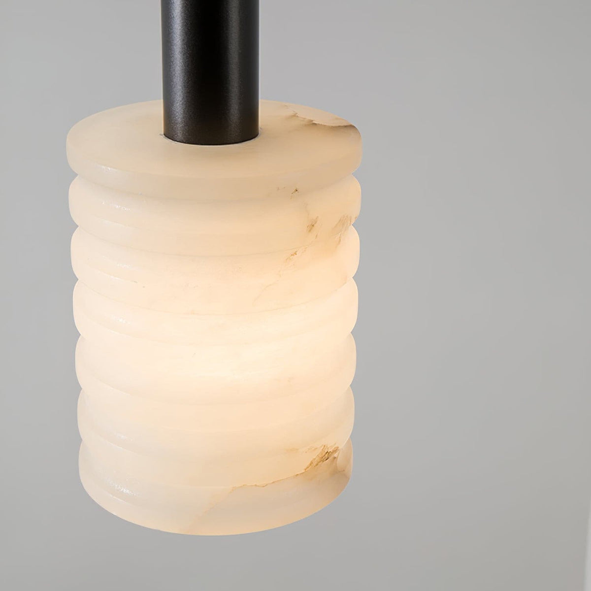 Alabaster Pendant Lamp Ribbed Cylinder-Neutral Decor