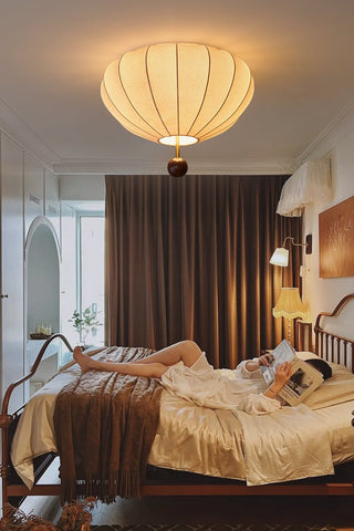 Lustra Plafonnier Bois Tissu Lanternes