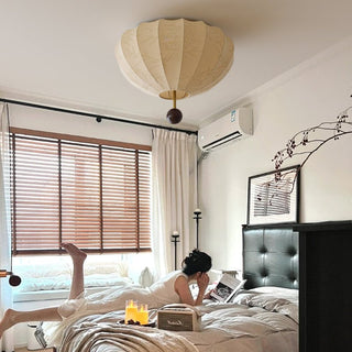Lustra Plafonnier Bois Tissu Lanternes