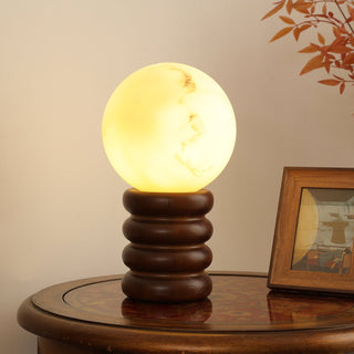 Novar Lampe de Table Contemporaine en Bois Noyer