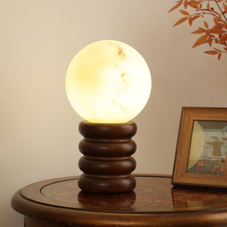 Novar Lampe de Table Contemporaine en Bois Noyer