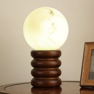 Novar Lampe de Table Contemporaine en Bois Noyer