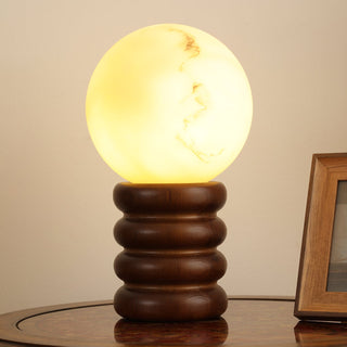 Novar Lampe de Table Contemporaine en Bois Noyer
