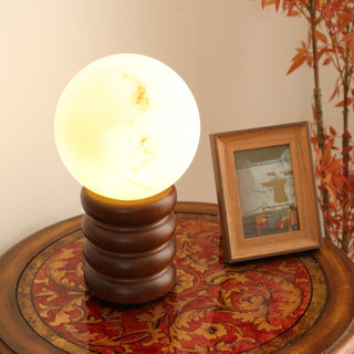 Novar Lampe de Table Contemporaine en Bois Noyer