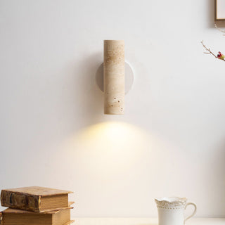 Celore Cylindre-Bois Travertin Luminaire Mural