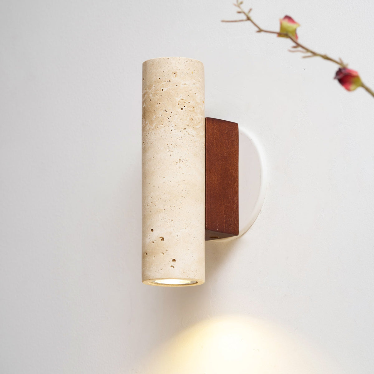 Celore Cylindre-Bois Travertin Luminaire Mural