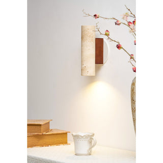 Celore Cylindre-Bois Travertin Luminaire Mural