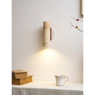 Celore Cylindre-Bois Travertin Luminaire Mural