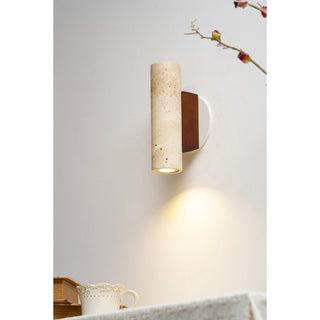 Celore Cylindre-Bois Travertin Luminaire Mural